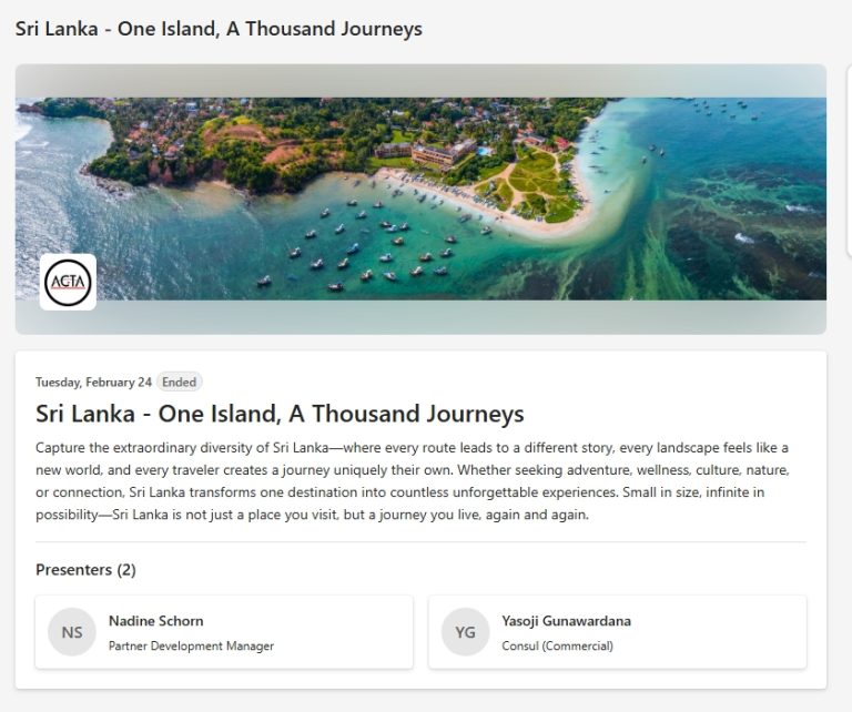 ‘Sri Lanka – One Island, A Thousand Journeys’ Tourism Webinar Engages Canadian Travel Agents